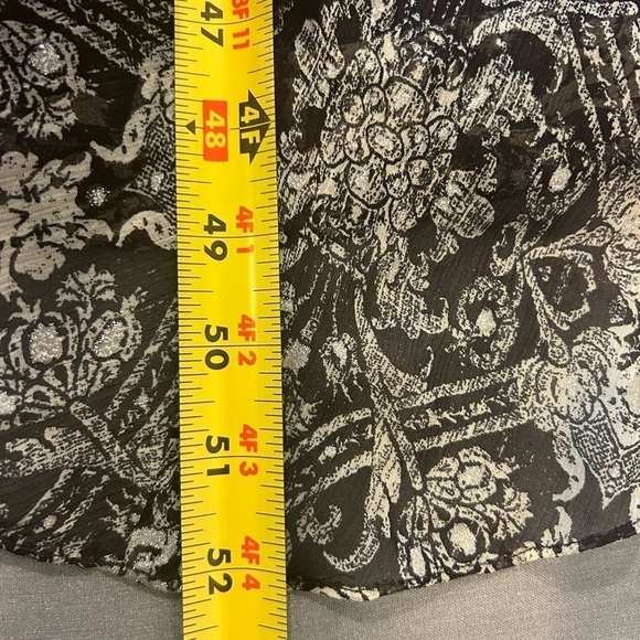 🩶NWT “Charter Club” 100% Silk Black Metallic Silver Maxi Dress Size 16🖤 - Picture 9 of 12